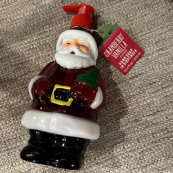 (NWT) cranberry and vanilla scented Santa soap and dispenser - Picture 1 of 3